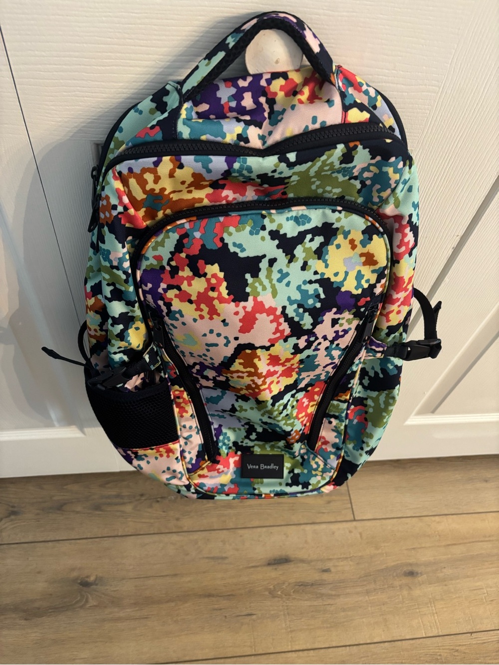 Vera Bradley Multicolor Pixelated Floral Backpack - Mint, Purple, Black